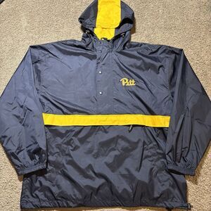 Vintage Pittsburgh Panthers Navy Windbreaker Jacket Kangaroo Pouch Mens XXL